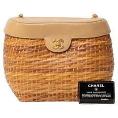 Borsa a spalla Chanel Basket Bag Vimini CC Beige