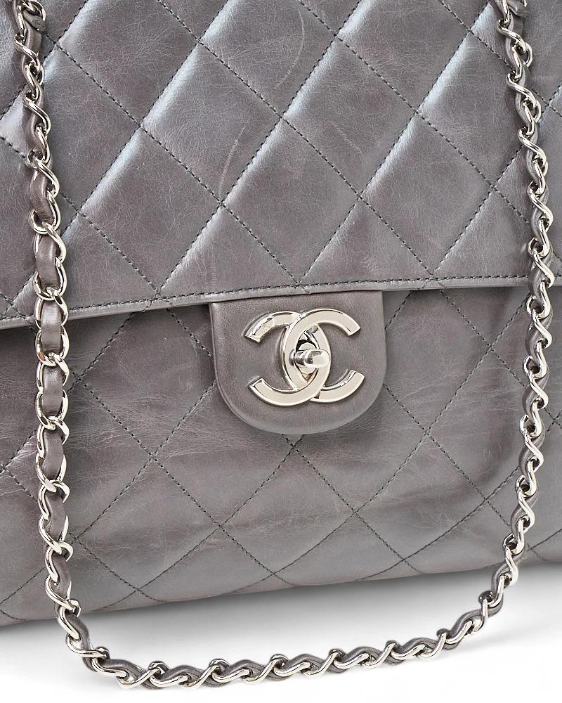 Chanel Delivery Tote Trapuntata Grigia en venta 13