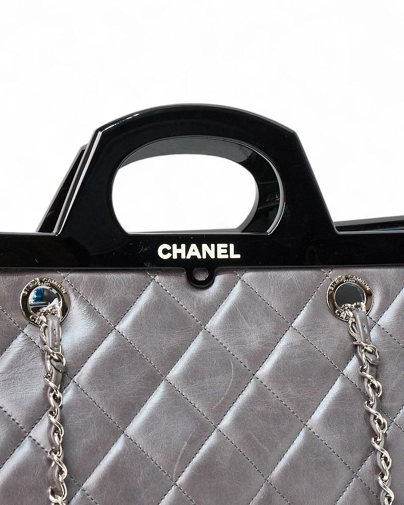 Chanel Delivery Tote Trapuntata Grigia en venta 14