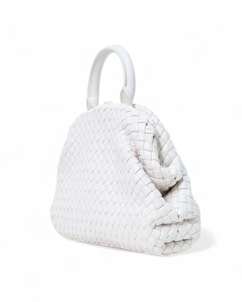 Gray Bottega Veneta Handle Small Intrecciata Bianca in vendita