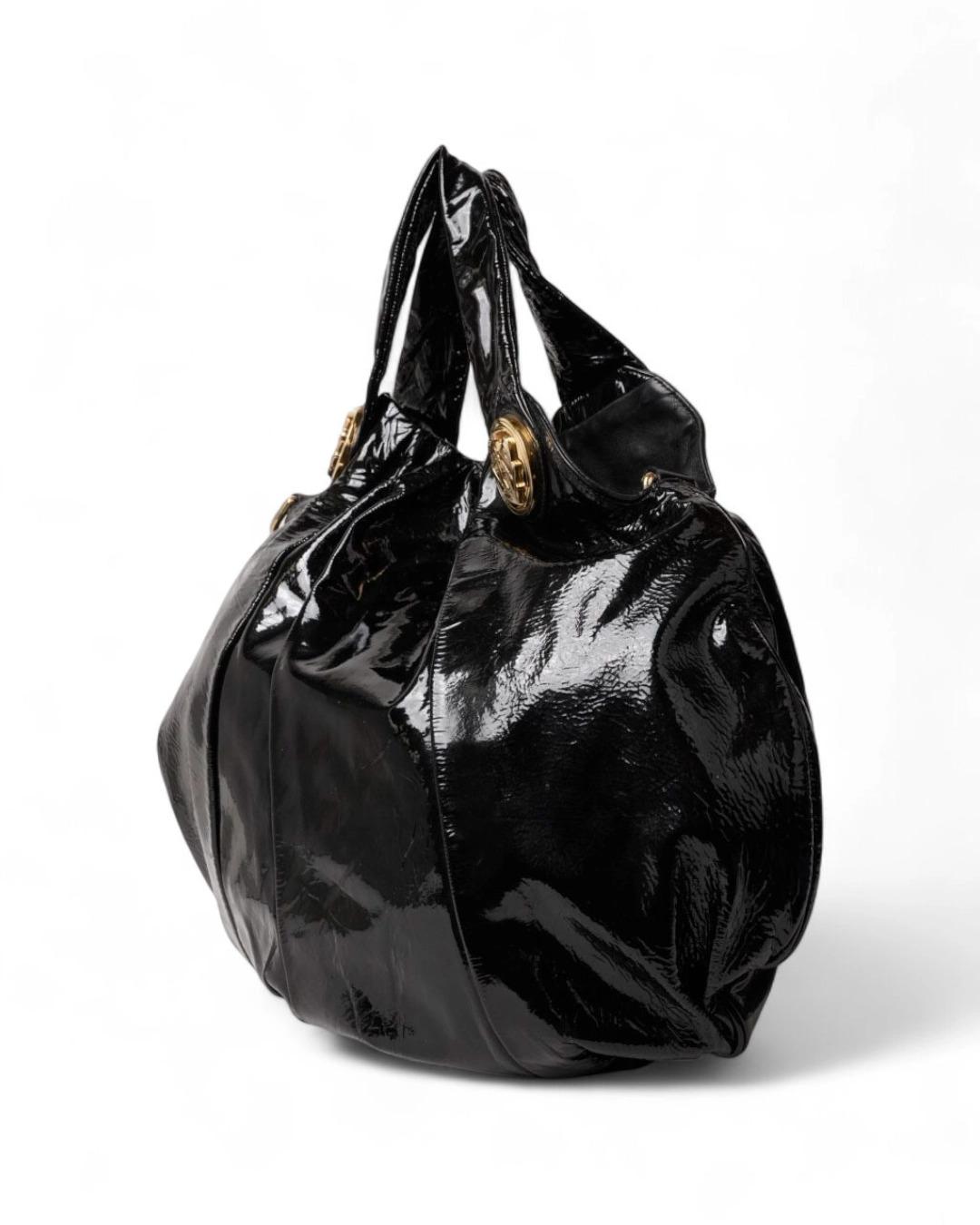 Gucci Shopper Hysteria Large Vernice Nera in vendita 3