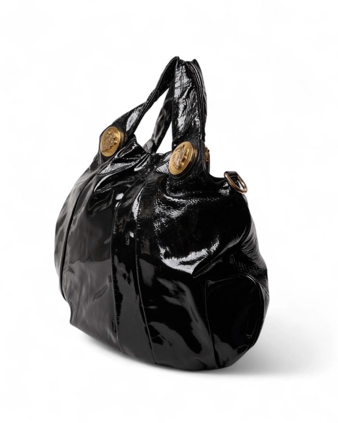 Gucci Shopper Hysteria Large Vernice Nera in vendita 5