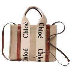 Chloé Tote Woody Small Lino Marrone