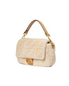 Fendi Buguette Medium Logomania Sheepskin Beige