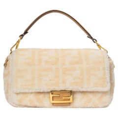 Fendi Buguette Medium Logomania Sheepskin Beige