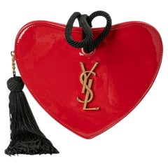Saint Laurent Heart Bag, Small, Red Vernice