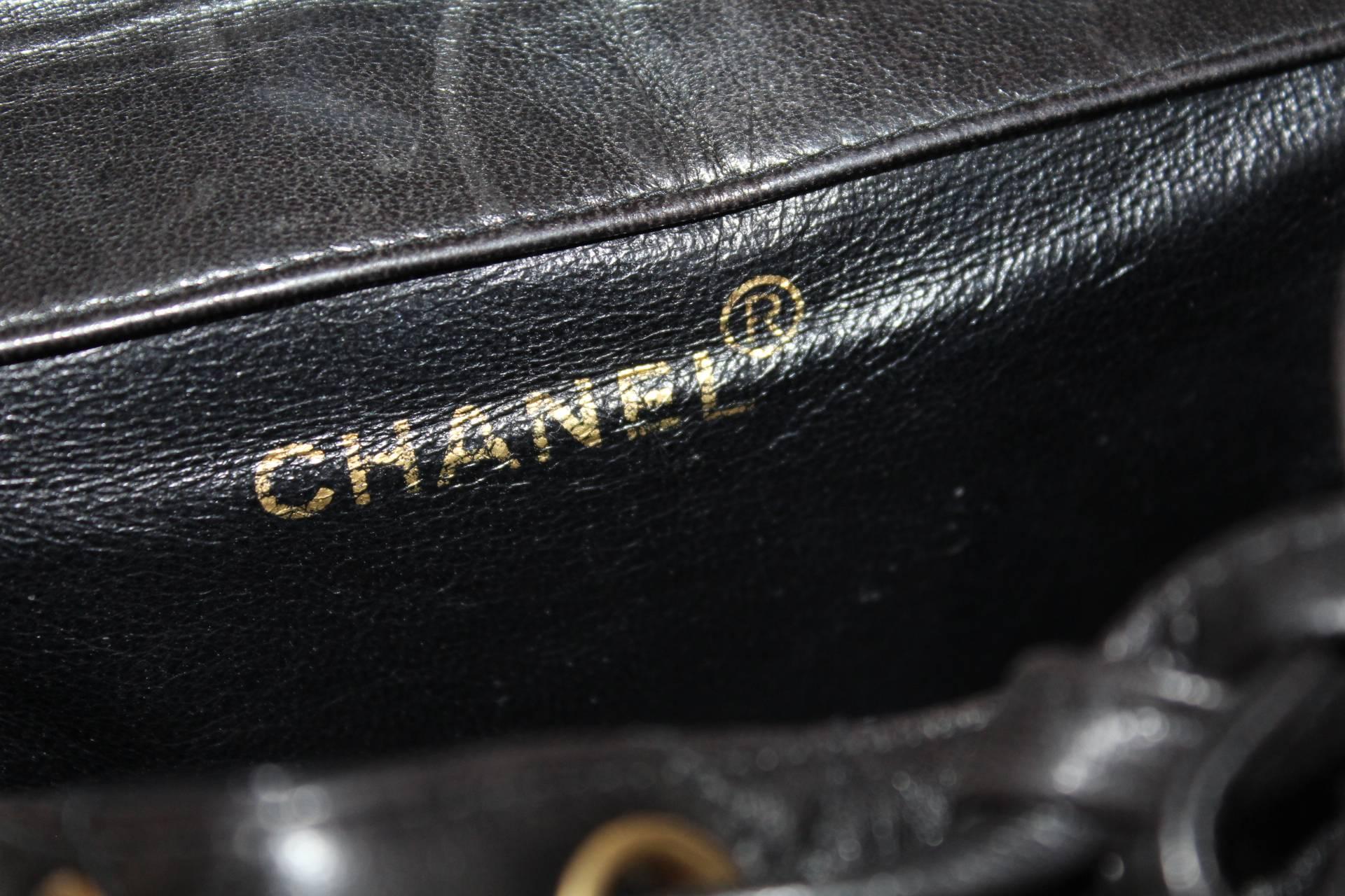 1990s Chanel Vintage Backpack Black Leather  4