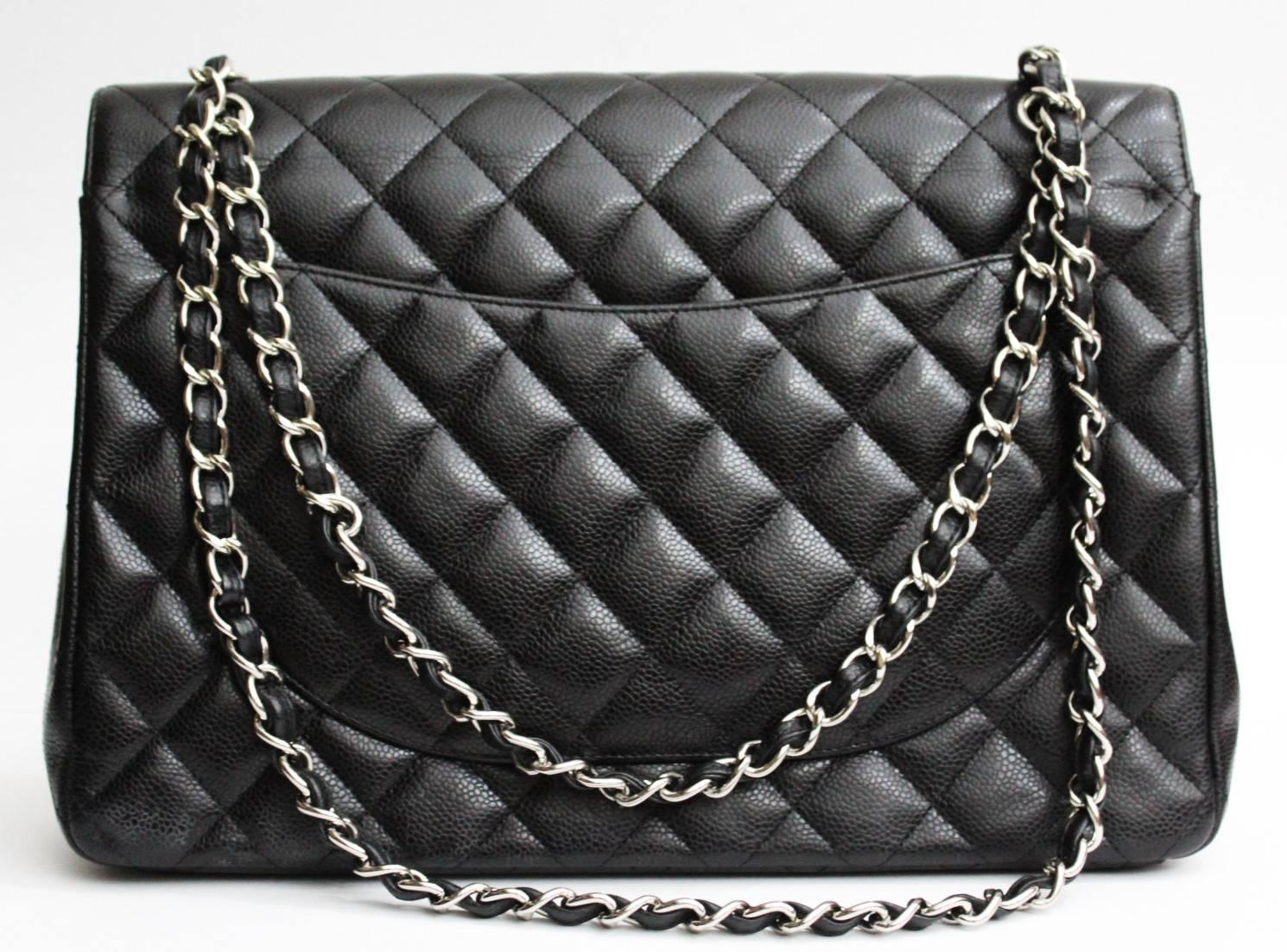 The most famous Chanel in the world is here! Chanel Classic Maxi Jumbo with the hammered leather and silver hardware . The year is 2011. Excelent conditions with box and card.