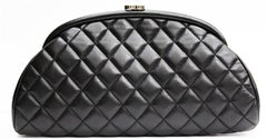CHANEL Lambskin Quilted Timeless Clutch Black