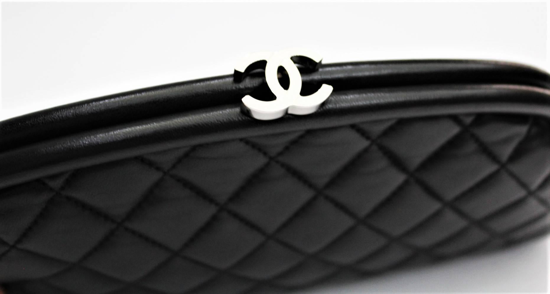Women's CHANEL Lambskin Quilted Timeless Clutch Black