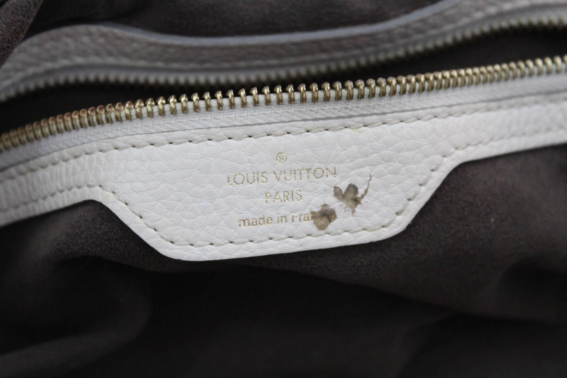 Gray Louis Vuitton White Monogram Mahina L Bag