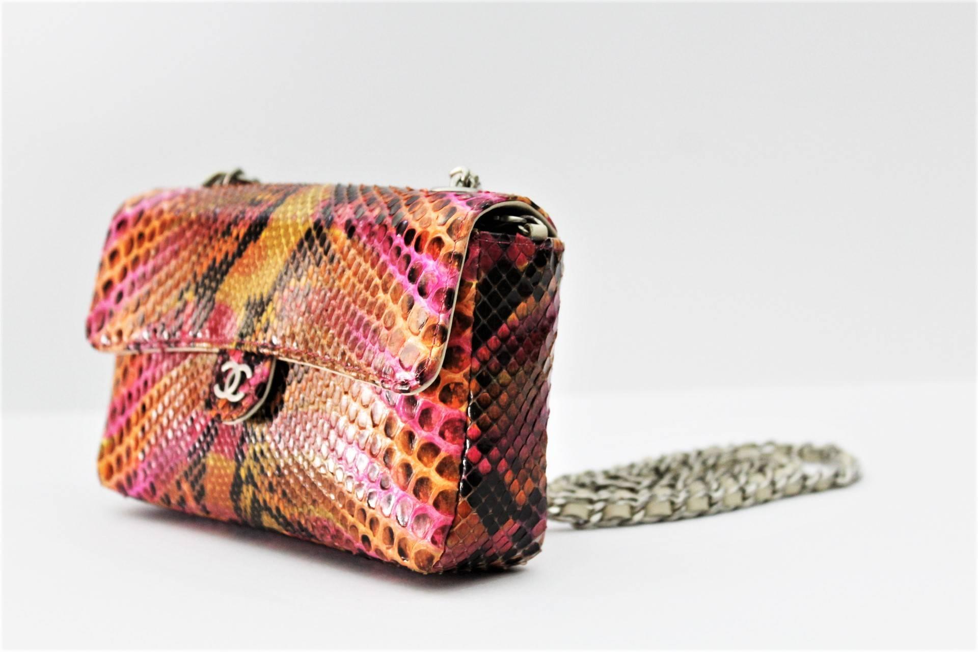 Women's Chanel Mini Flap Multicolor Python Bag