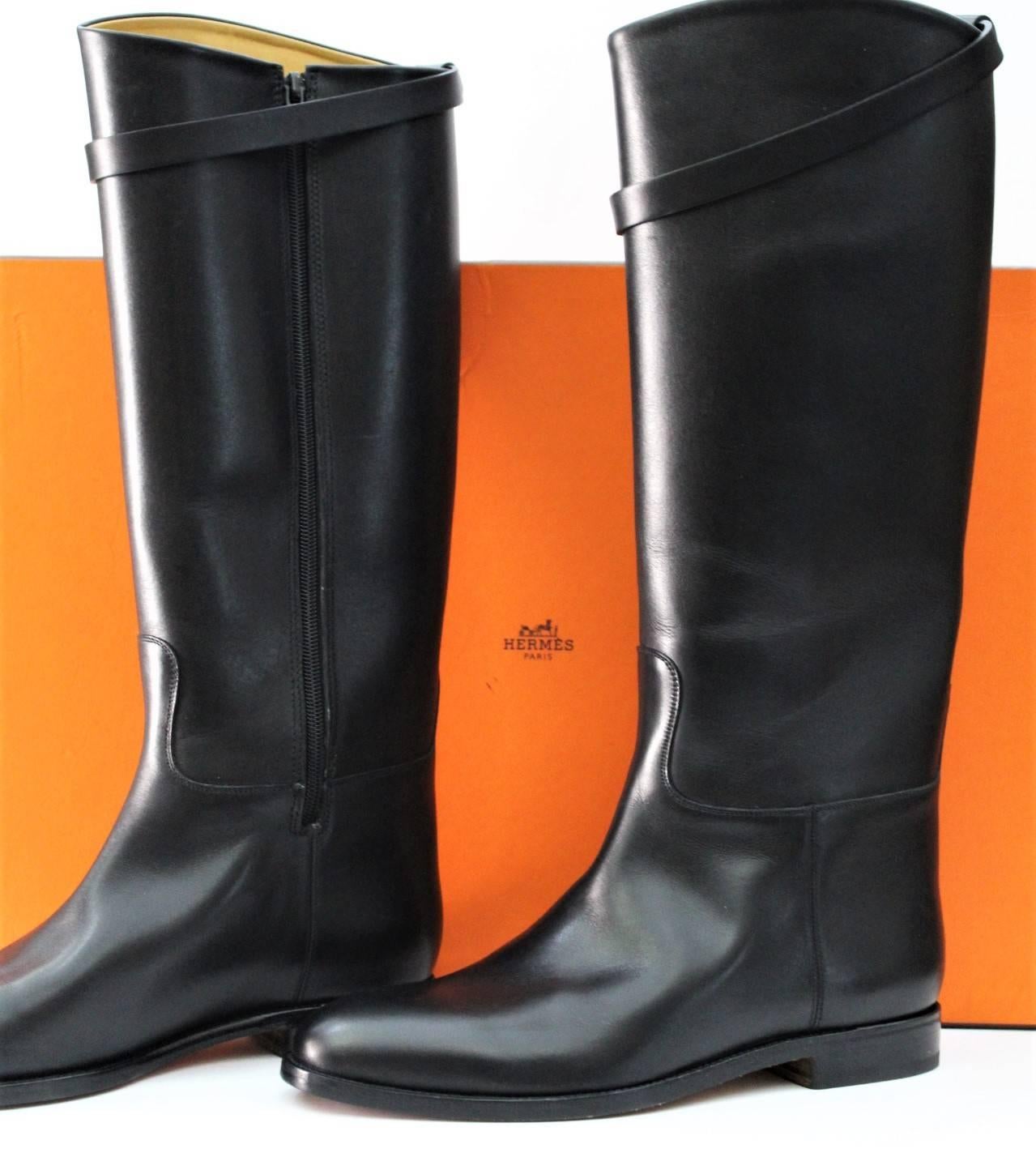 Hermes Black Leather Riding Boots 2