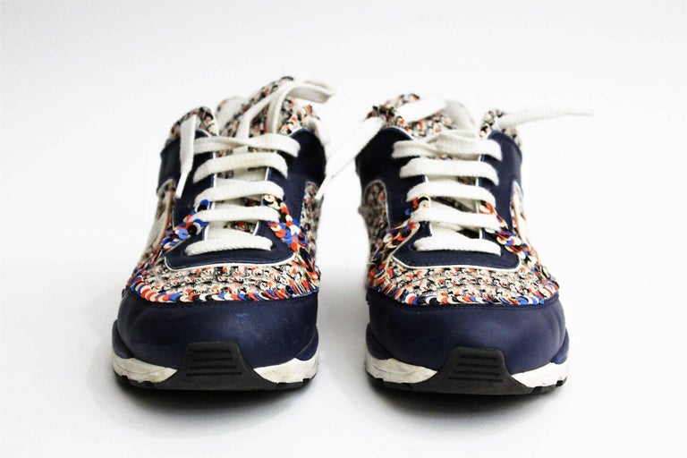 Chanel 13S Multi-color Tweed Sneakers at 1stDibs