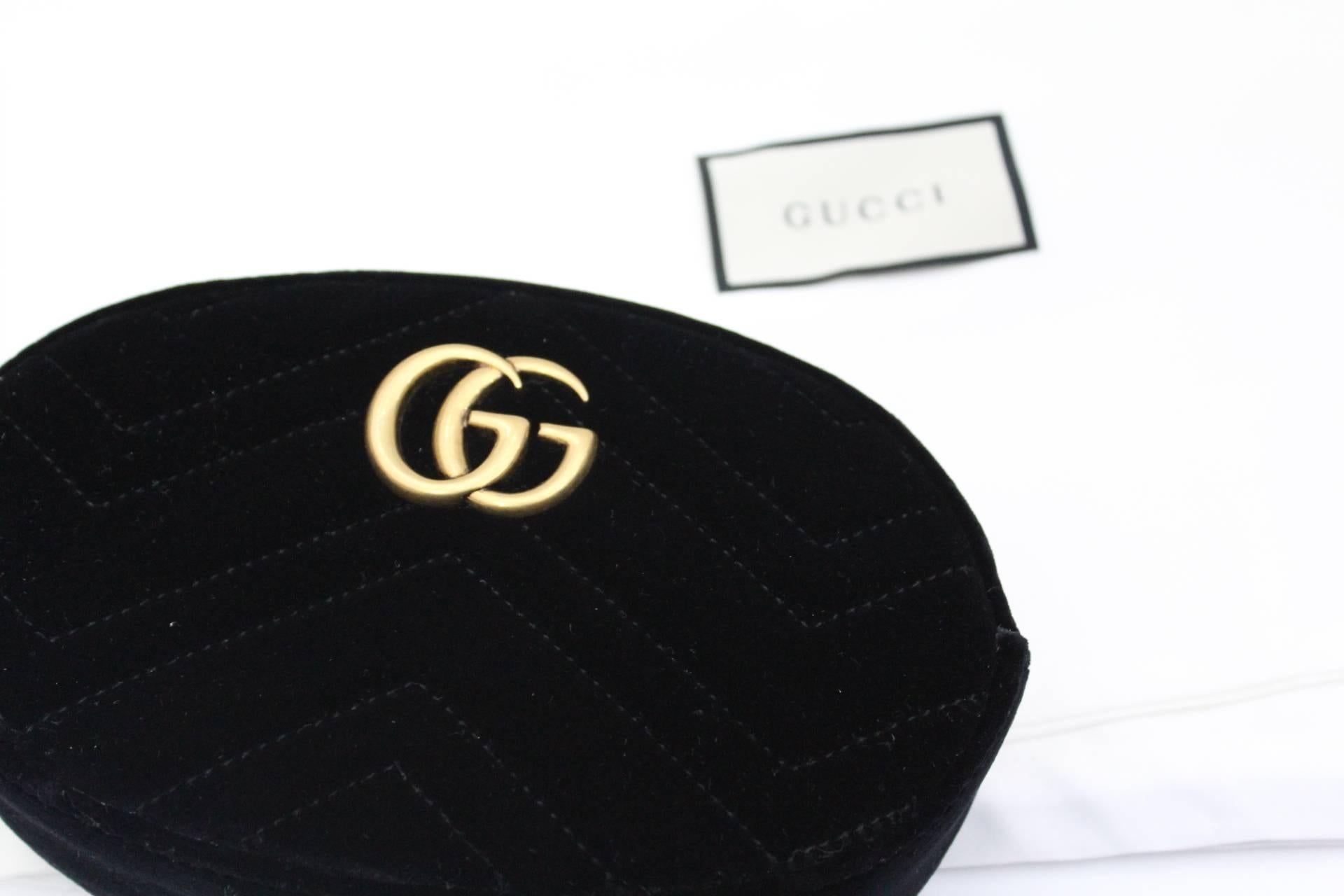 Gucci GG Marmont Black Velvet Belt Bag 1