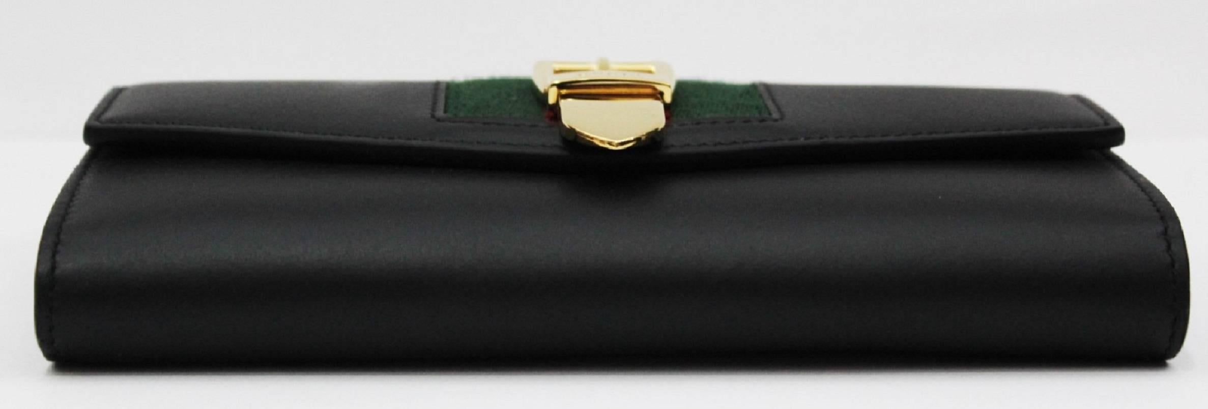 Gucci Sylvie Black Leather Continental Wallet 2