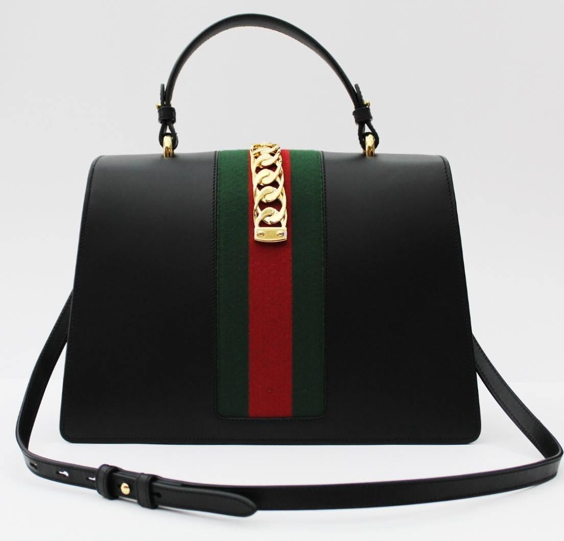 Women's or Men's Sylvie Medium Black Leather top handle bag