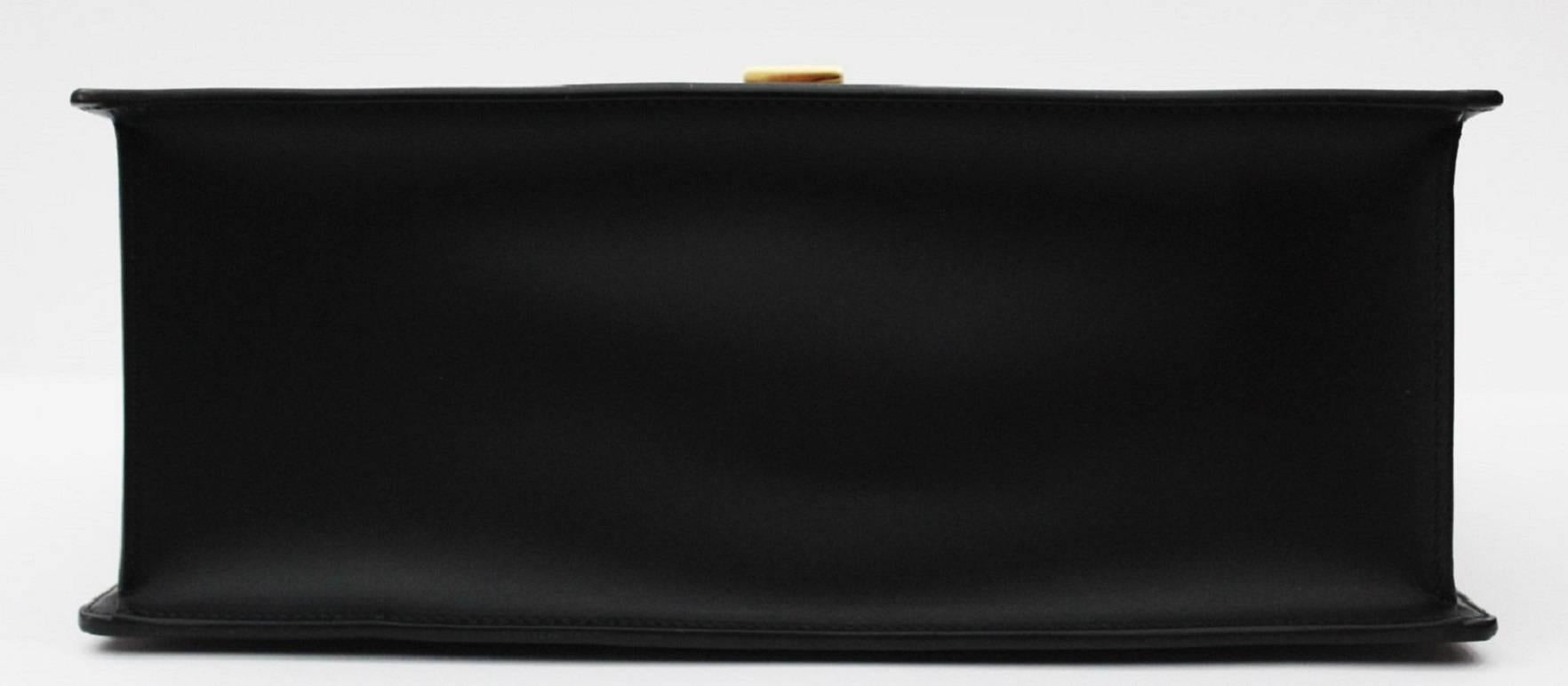Sylvie Medium Black Leather top handle bag 1