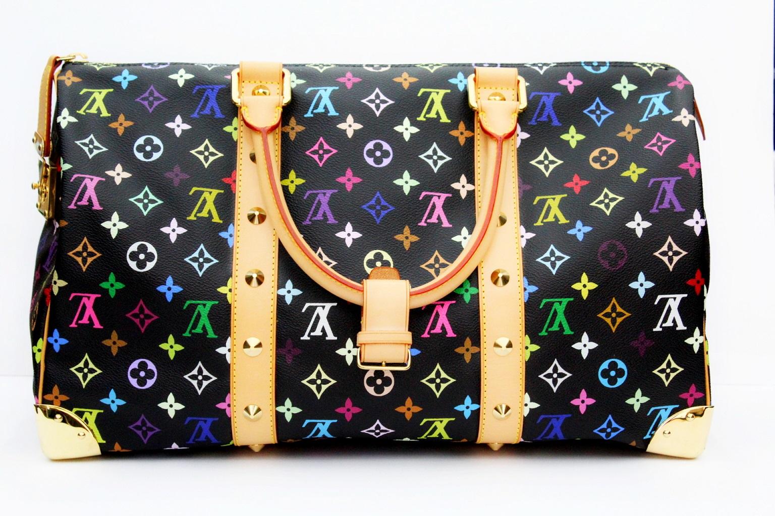 Louis Vuitton Black Monogram Multicolore Keepall 45 Bag at 1stDibs