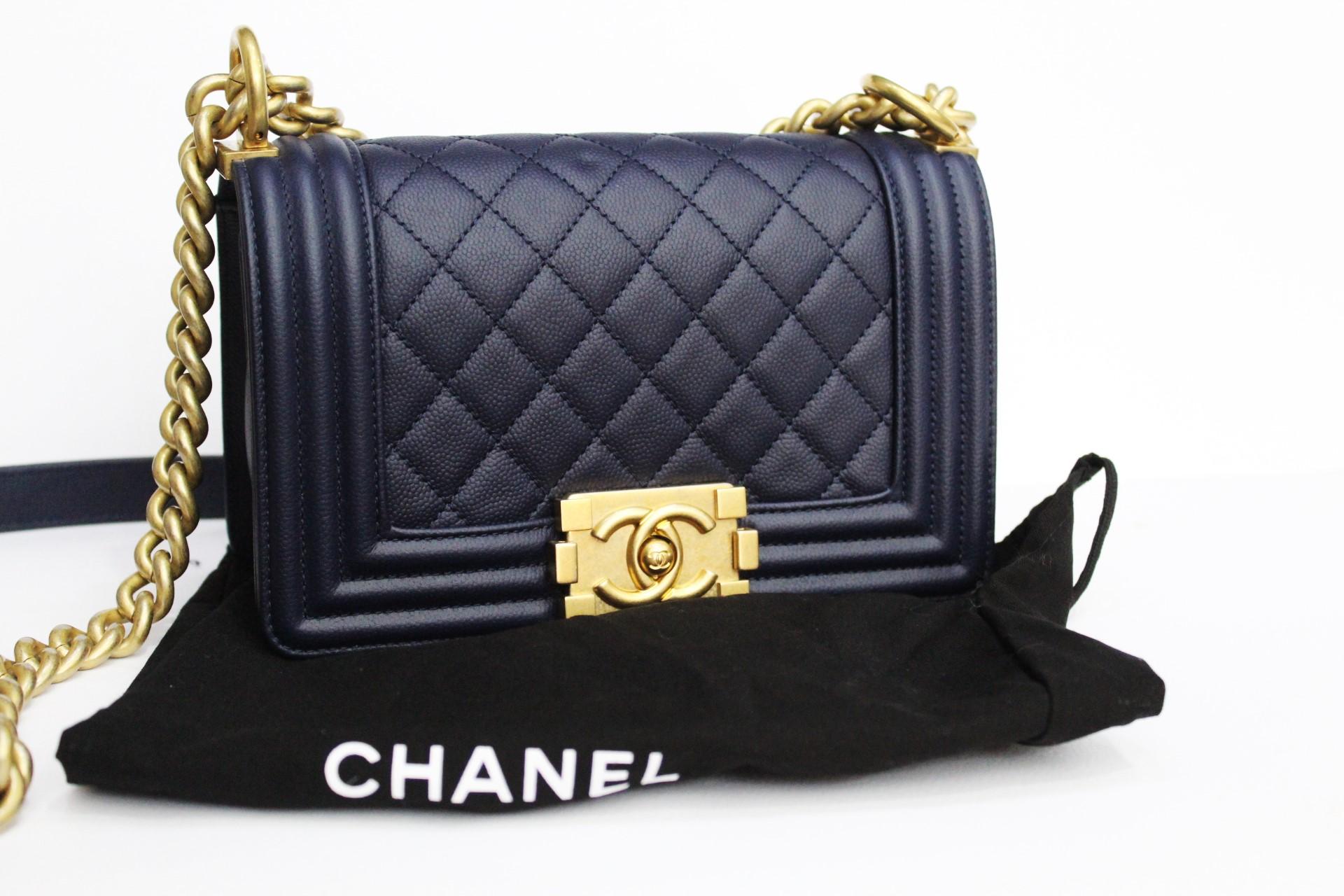 Chanel Boy Navy Blue Calfskin Shoulder / Crossbody Bag 1