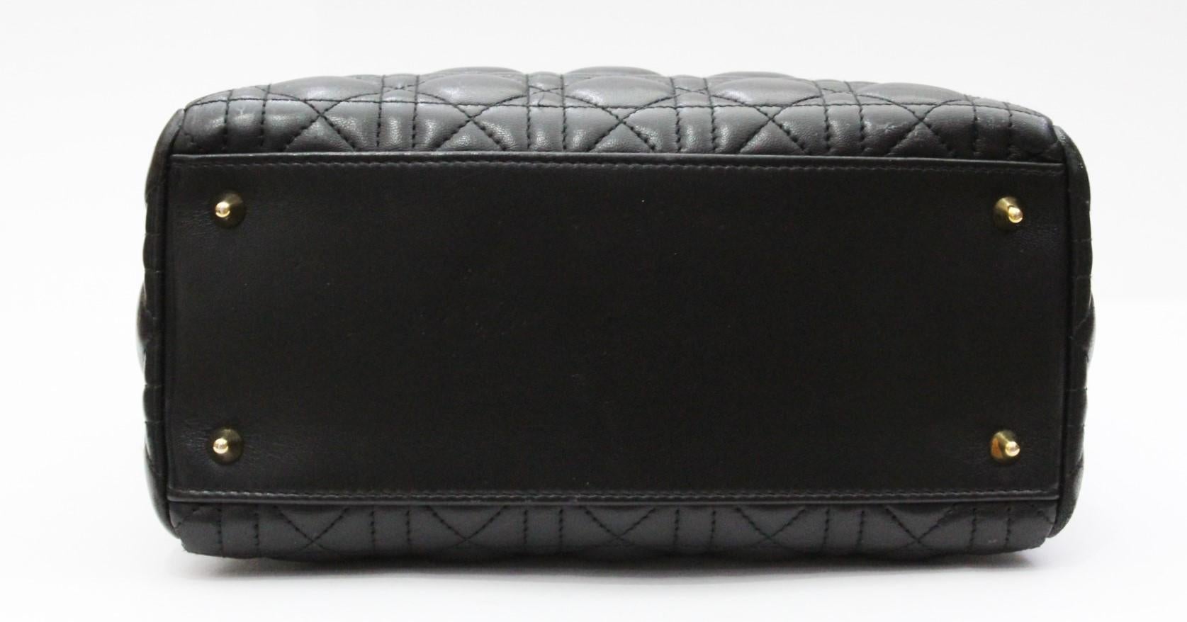 Dior Lady Dior Black Lambskin Leather Bag 3