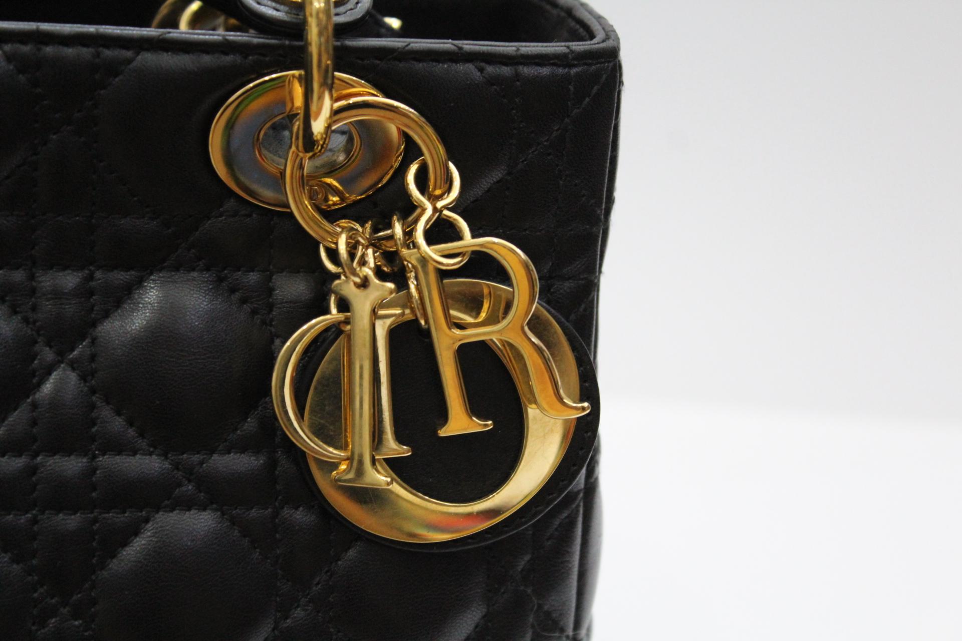 Dior Lady Dior Black Lambskin Leather Bag 4