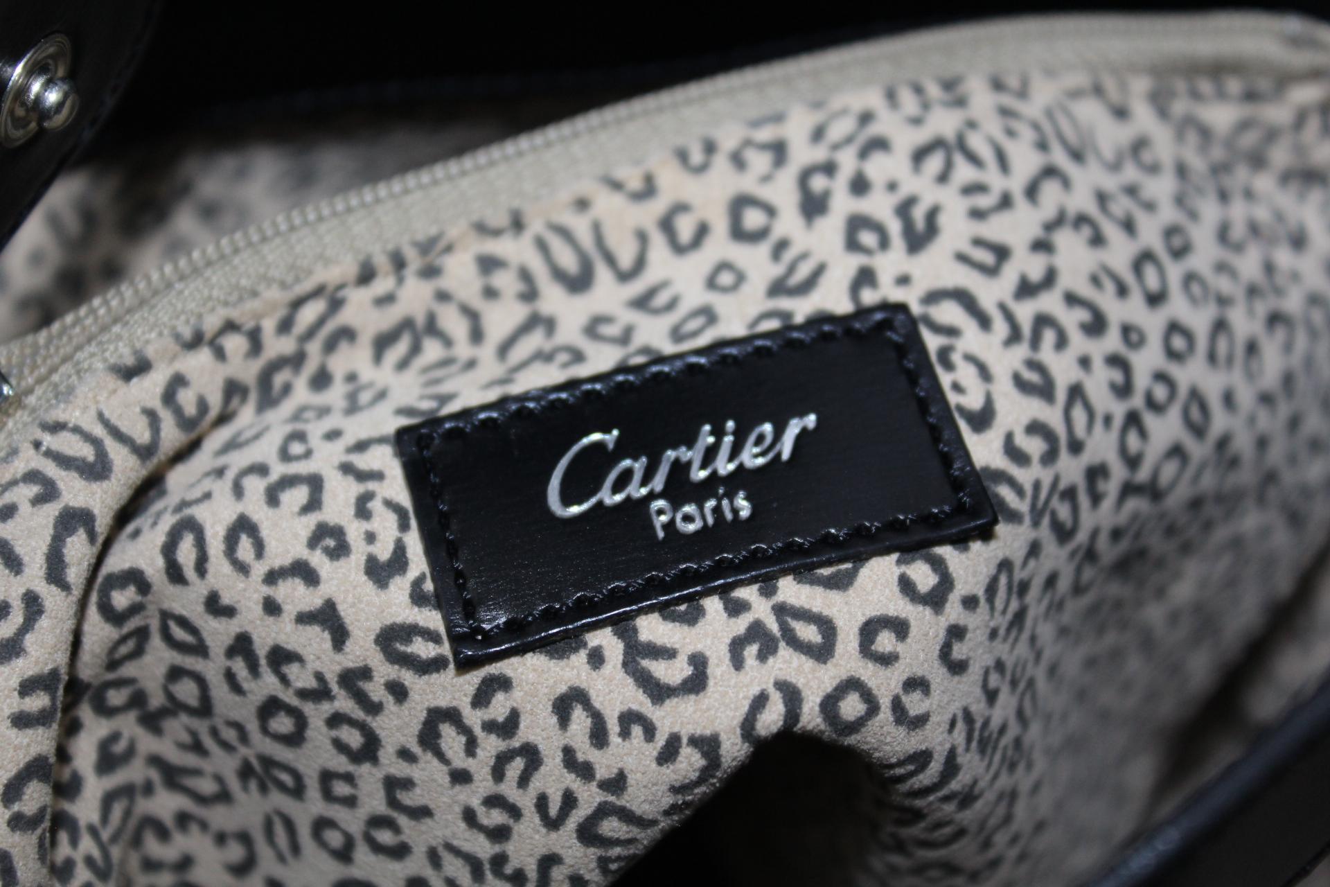 CARTIER Black Leather Panthere Sidepack Bag 3