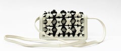 Chanel White Leather Interlaced Chain Mini Clutch Bag