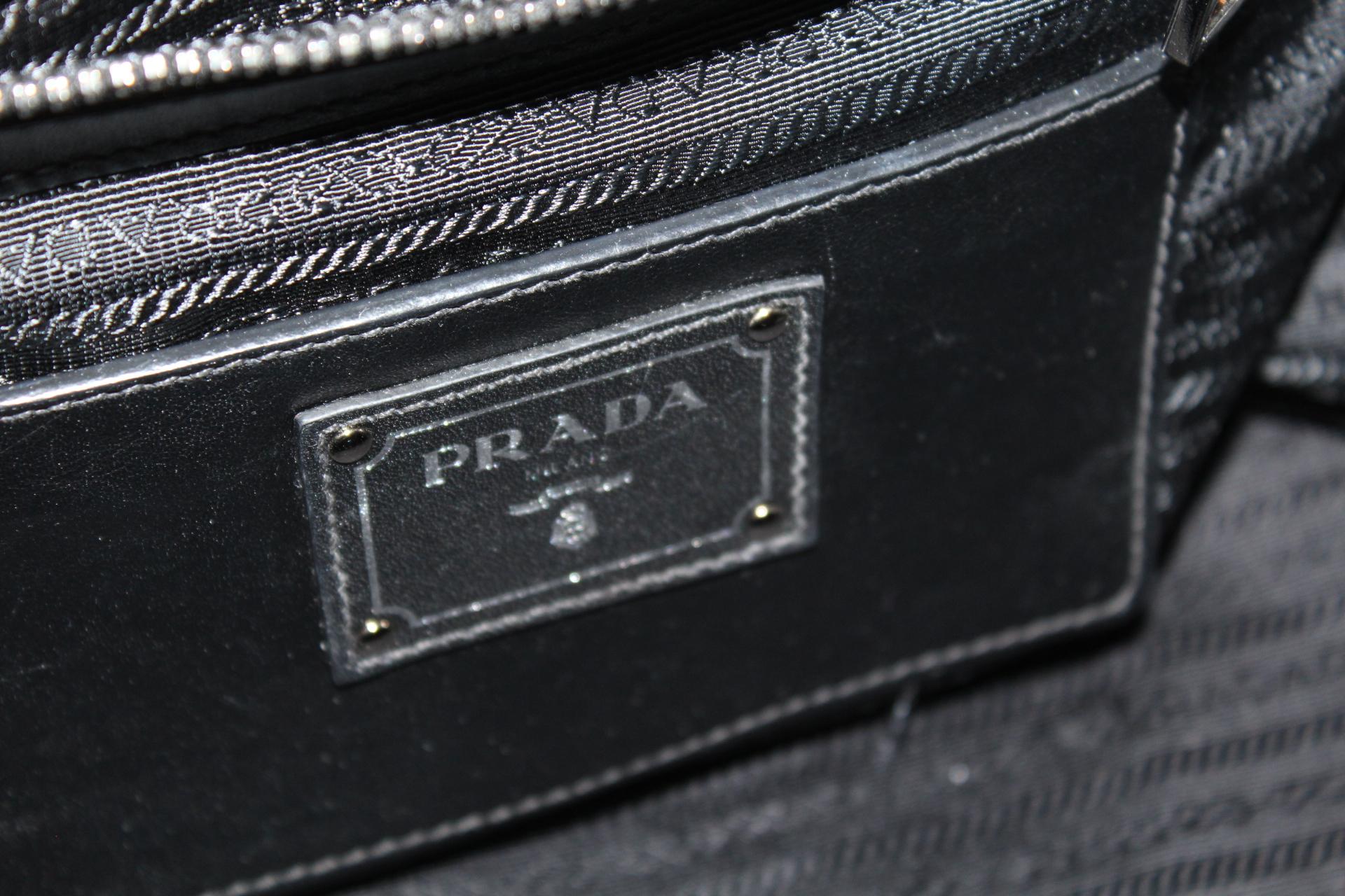 Prada Smooth Black Leather Shoulder Bag 2