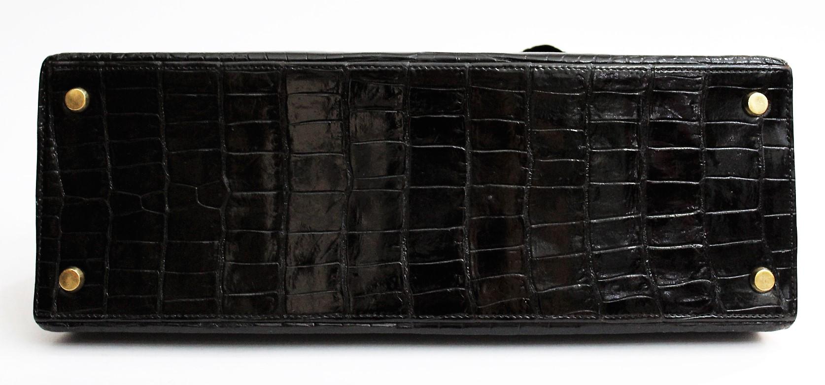black croc leather bag