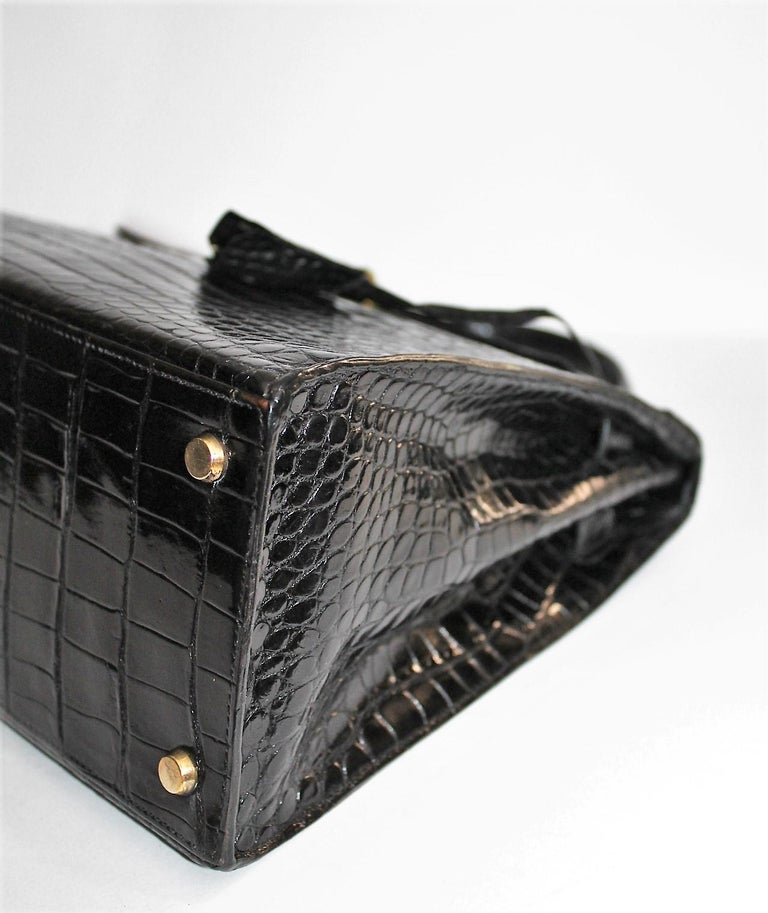 Hermès Black Crocodile Leather Kelly 32cm Bag 7