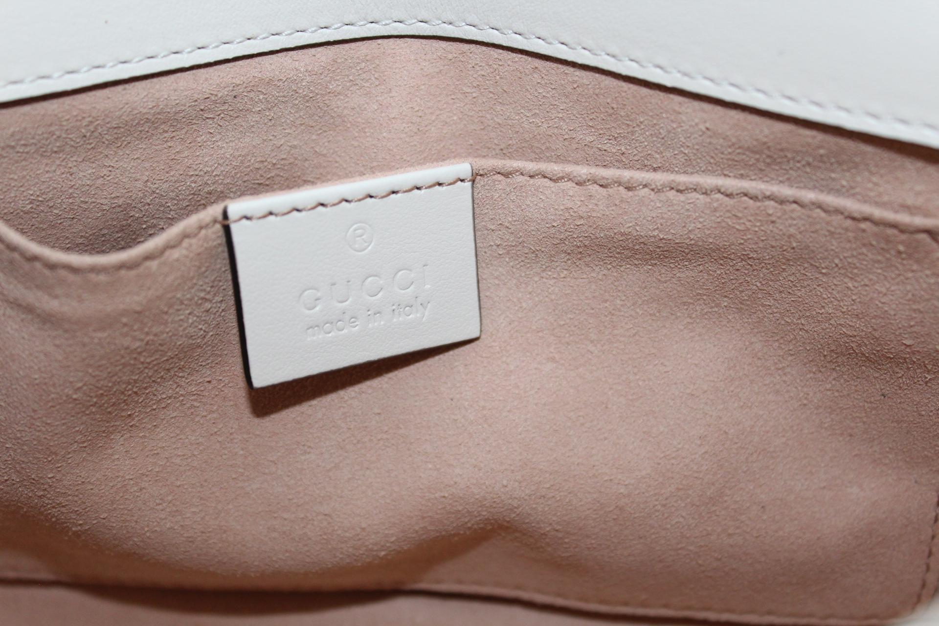 Gucci Mini Marmont White Leather Crossbody Bag 2