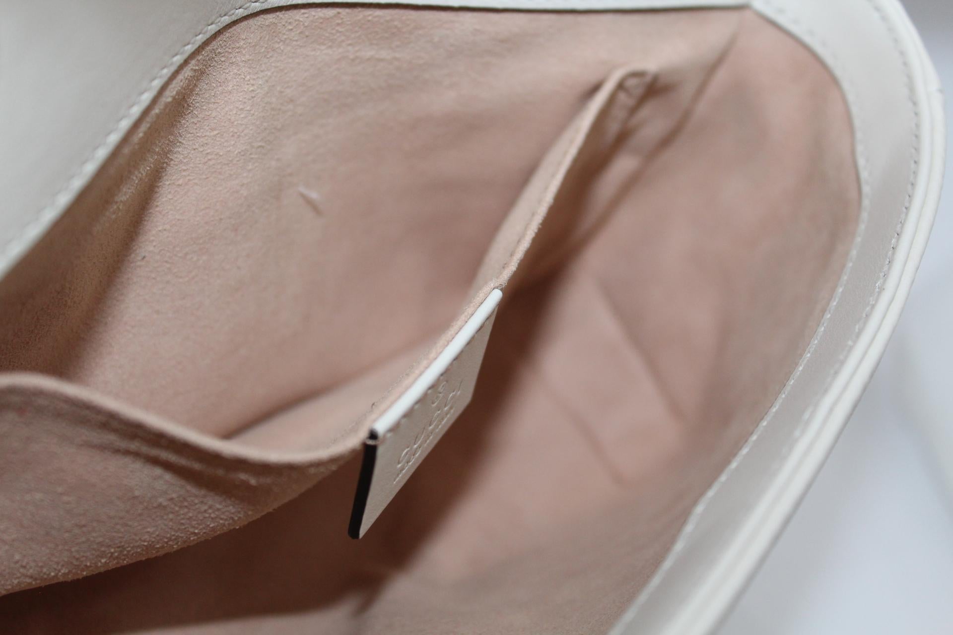 Gucci Mini Marmont White Leather Crossbody Bag 3