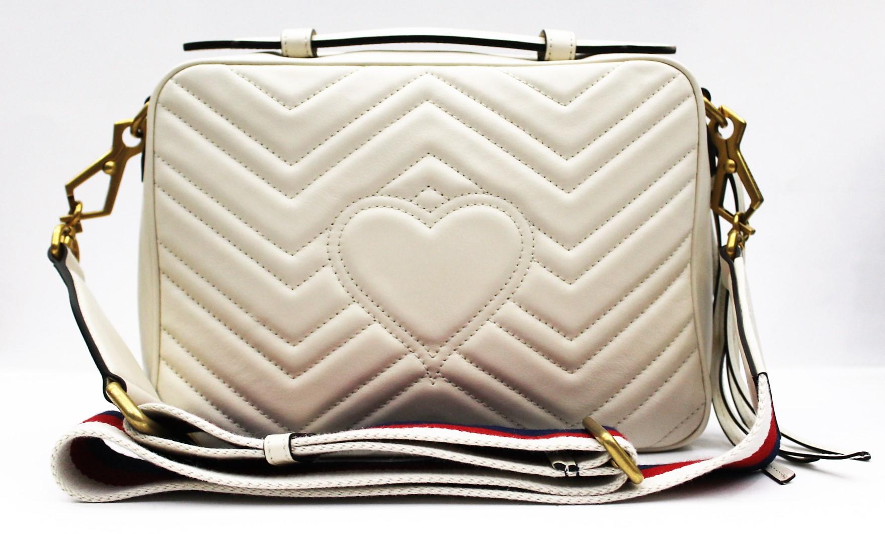 Gucci White Leather Shoulder Marmont Bag 1