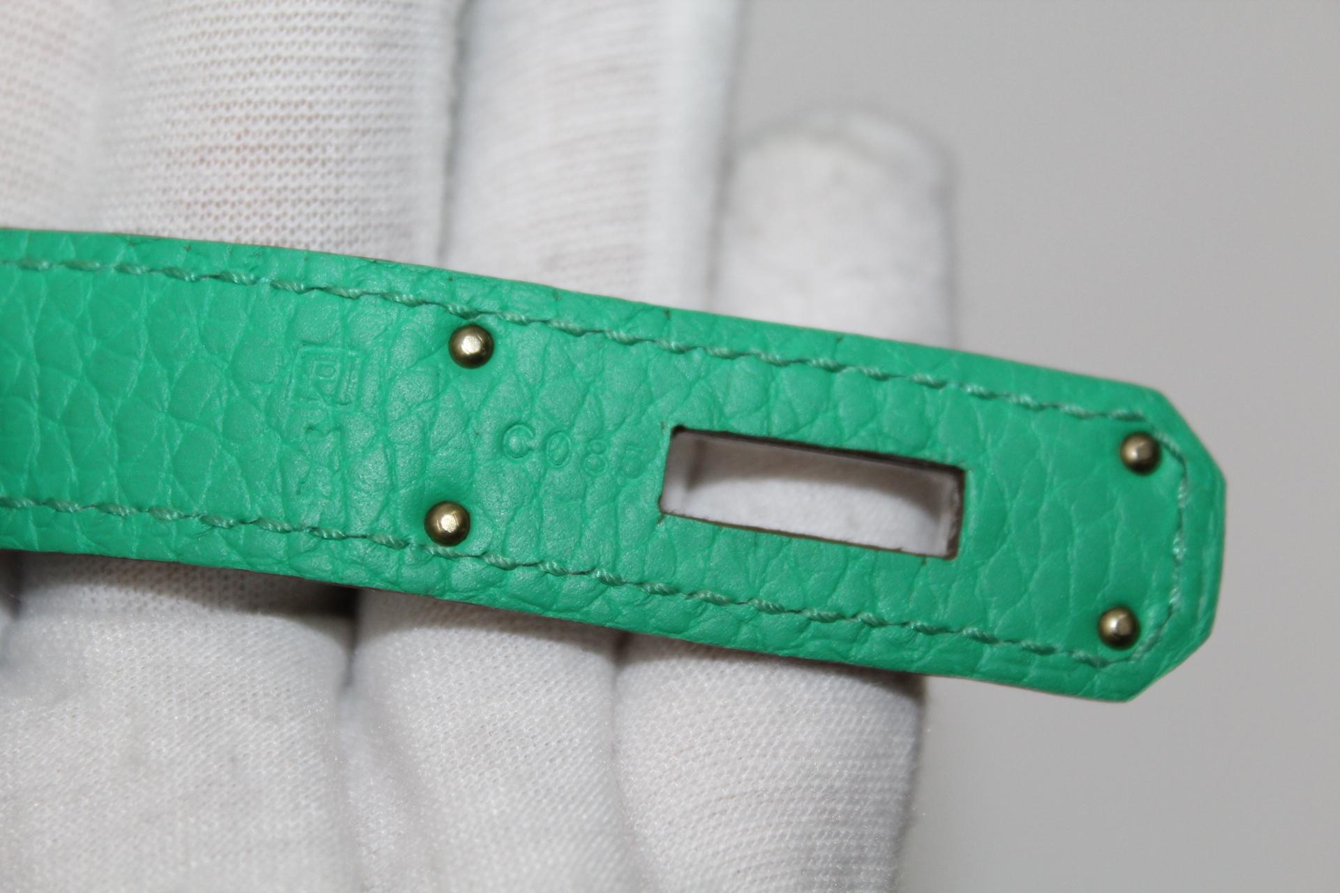 Hermes Mint Green Taurillon Clemence Leather Birkin 35 Bag 6