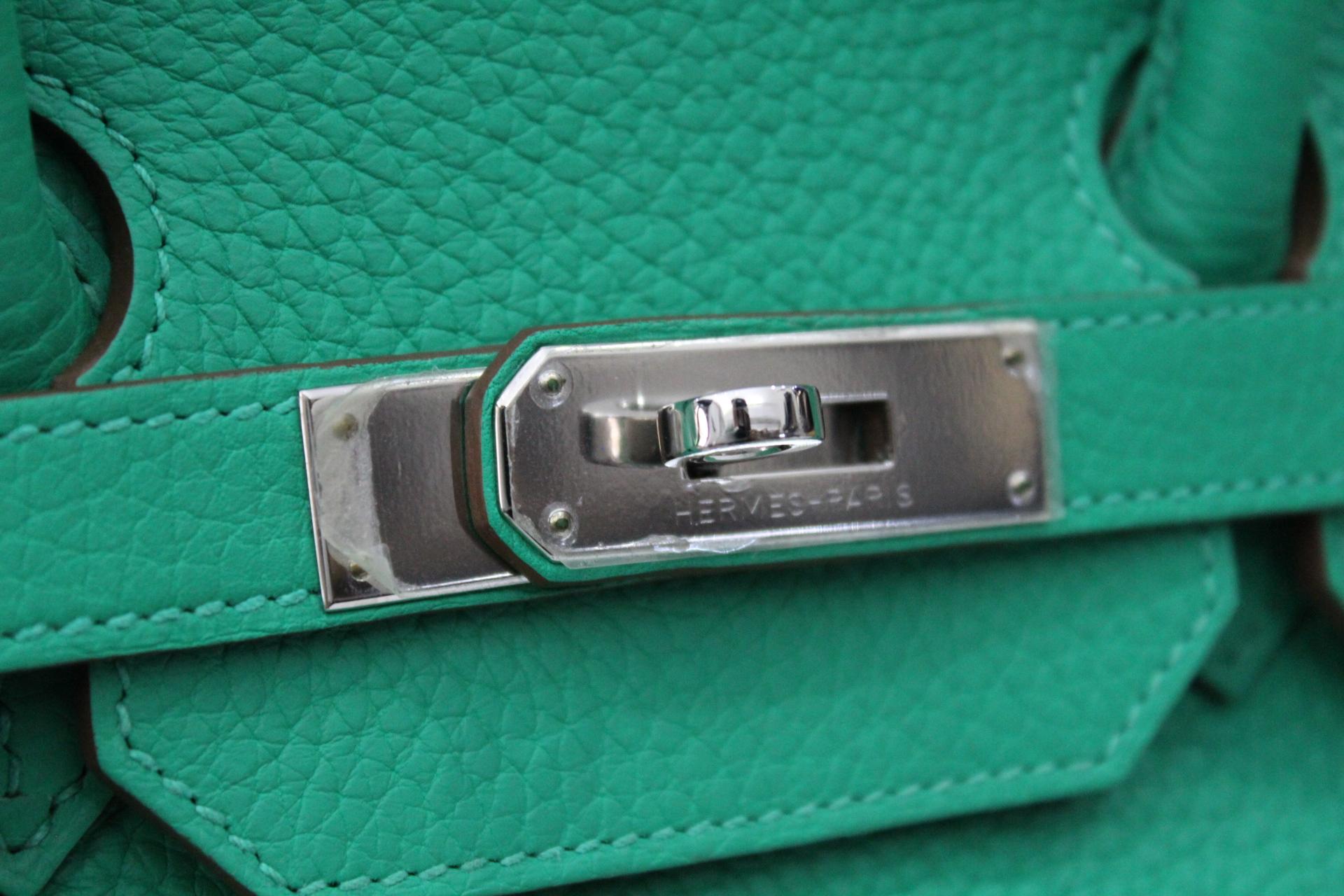 Hermes Mint Green Taurillon Clemence Leather Birkin 35 Bag 9