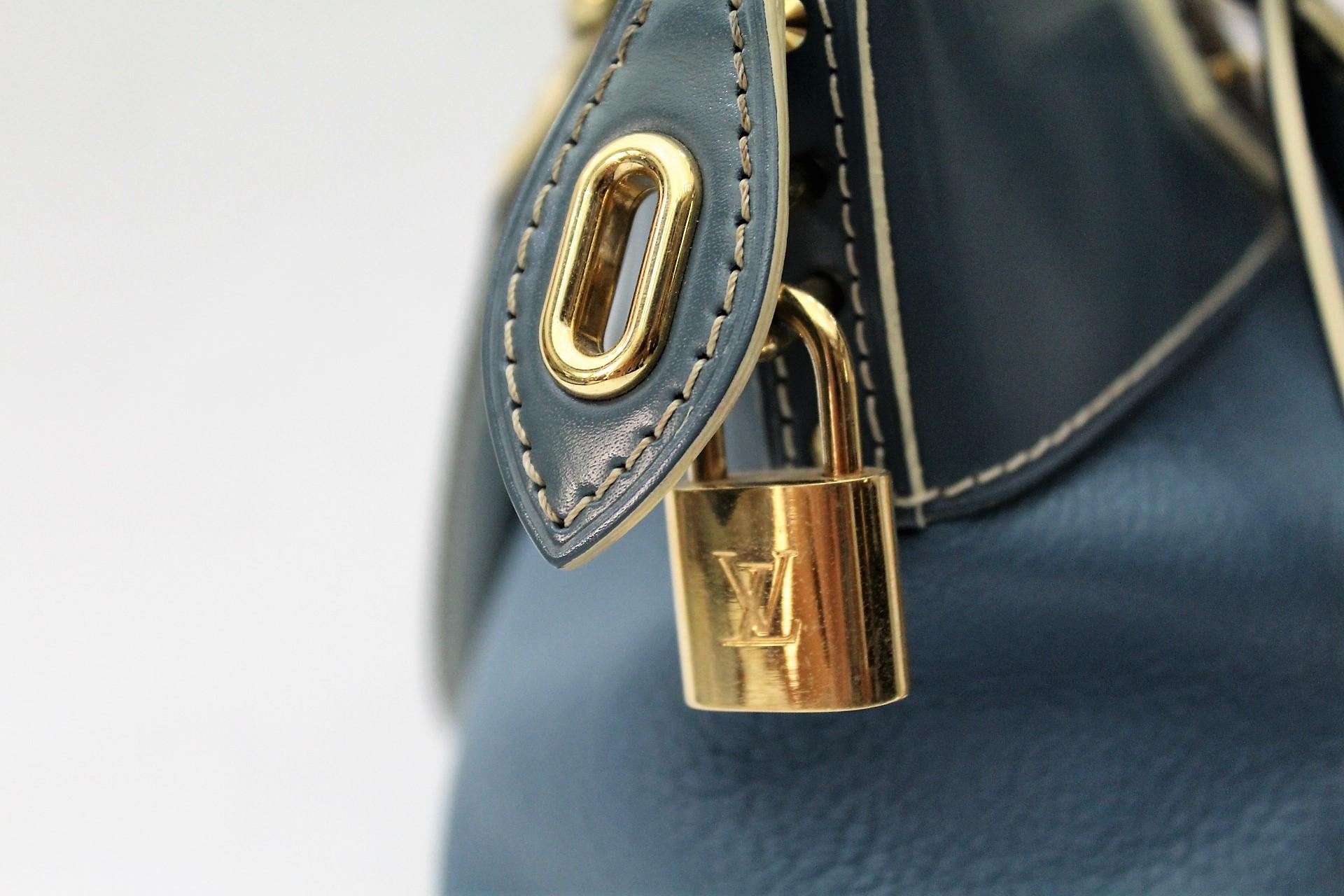 Blue Louis Vuitton Lockit Suhali MM Top Handle Bag 