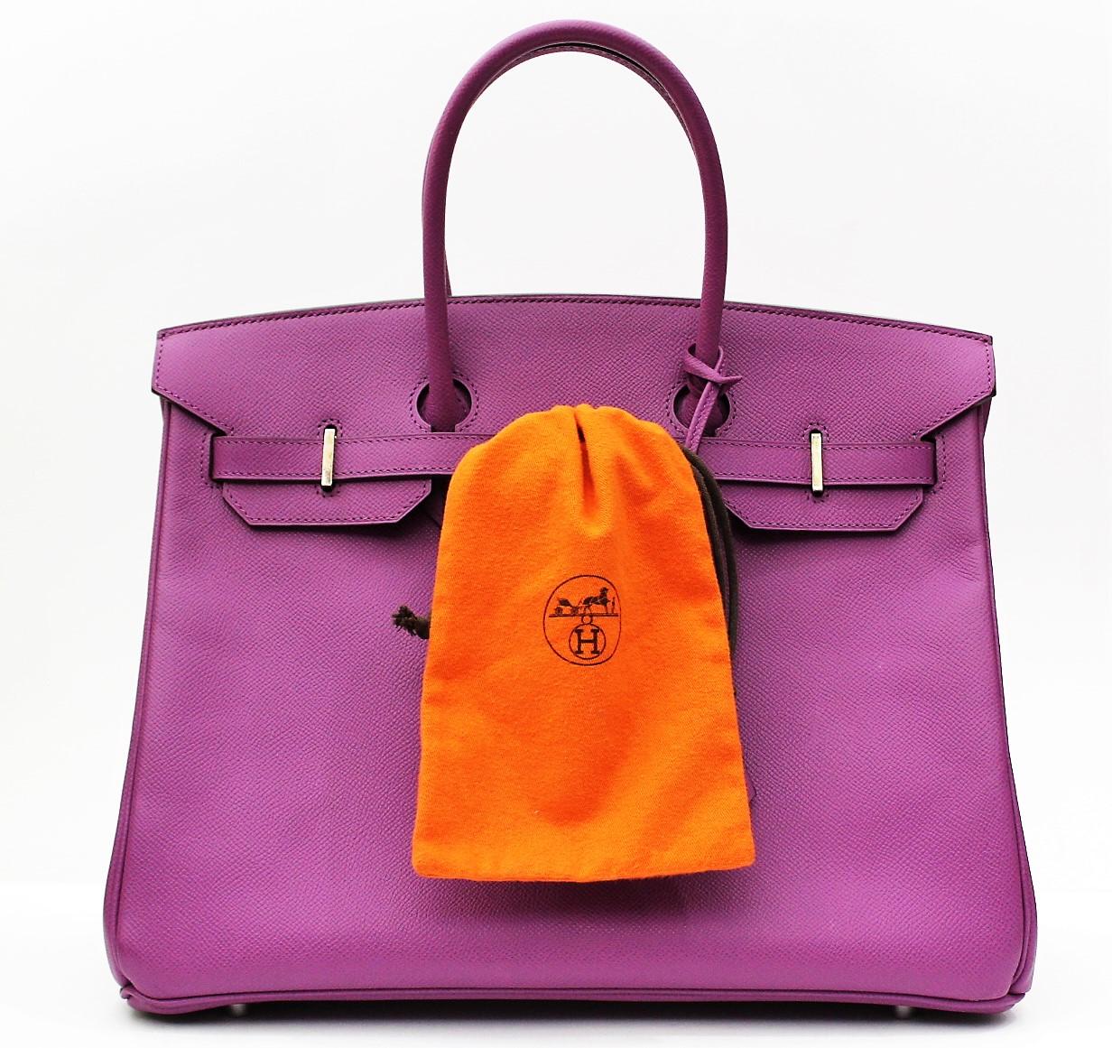 Purple Hermès Birkin 35 Cyclamen Epsom Top Handle Bag