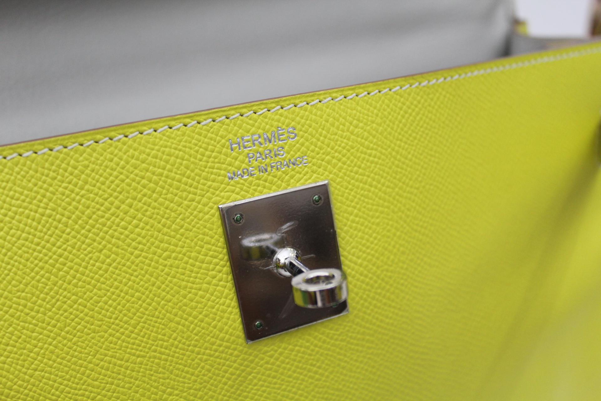 Hermès Kelly 35 Epsom Candy Series Lime color Top Handle Bag 1