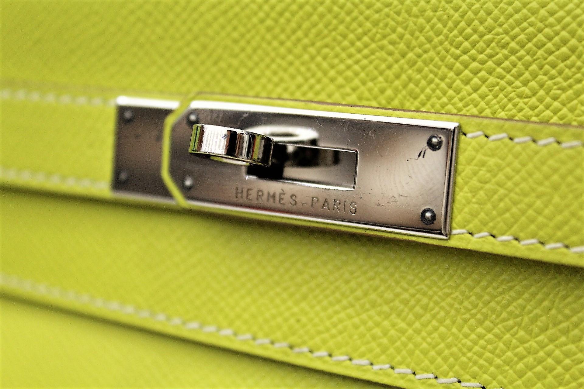 Hermès Kelly 35 Epsom Candy Series Lime color Top Handle Bag 3