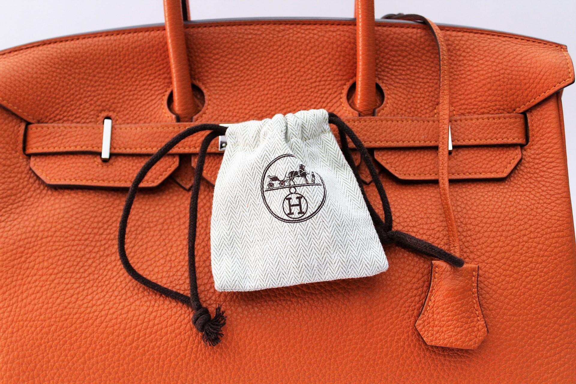 Hermès Birkin 35 Orange Togo Top Handle Bag In Excellent Condition In Torre Del Greco, IT