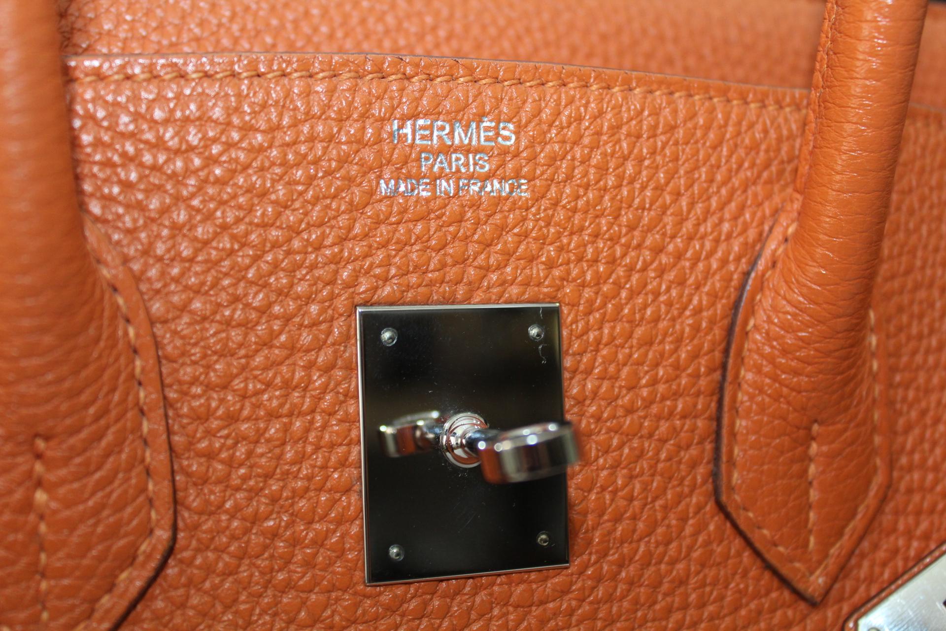 Hermès Birkin 35 Orange Togo Top Handle Bag 8