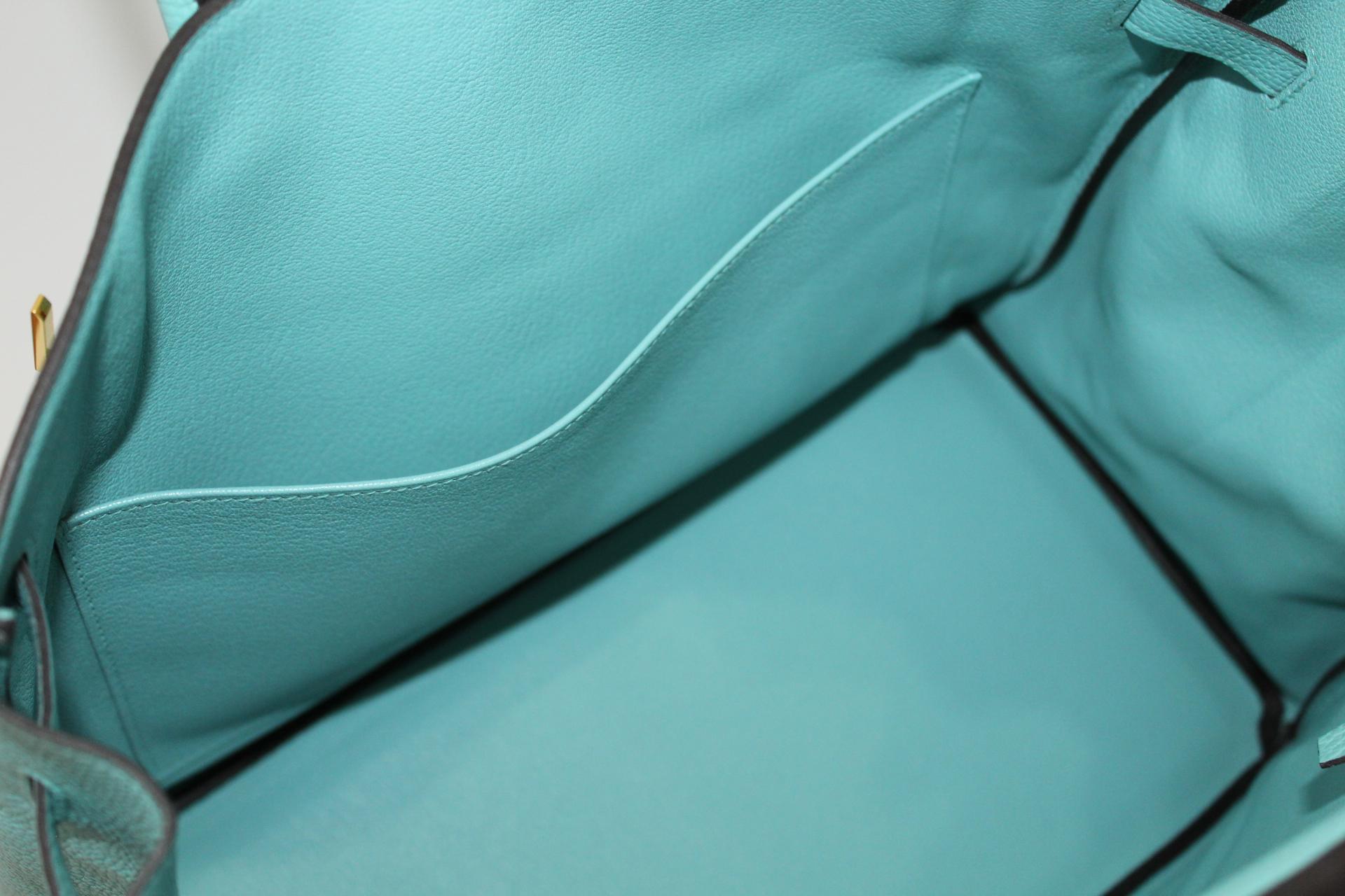 Women's Hermès Blue Atoll Togo Gold Hardware Top Handle Birkin 35 Bag