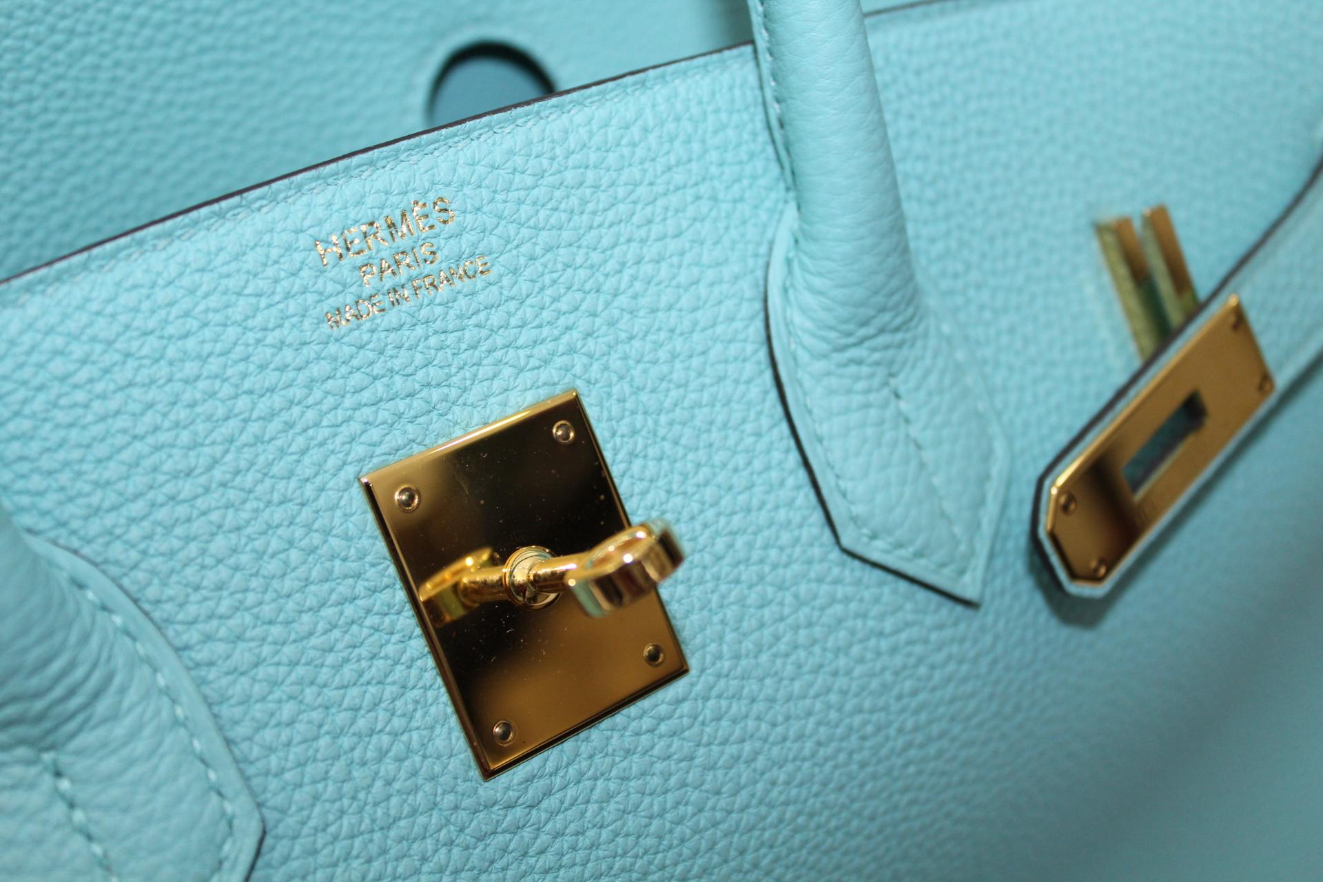 Hermès Blue Atoll Togo Gold Hardware Top Handle Birkin 35 Bag 2