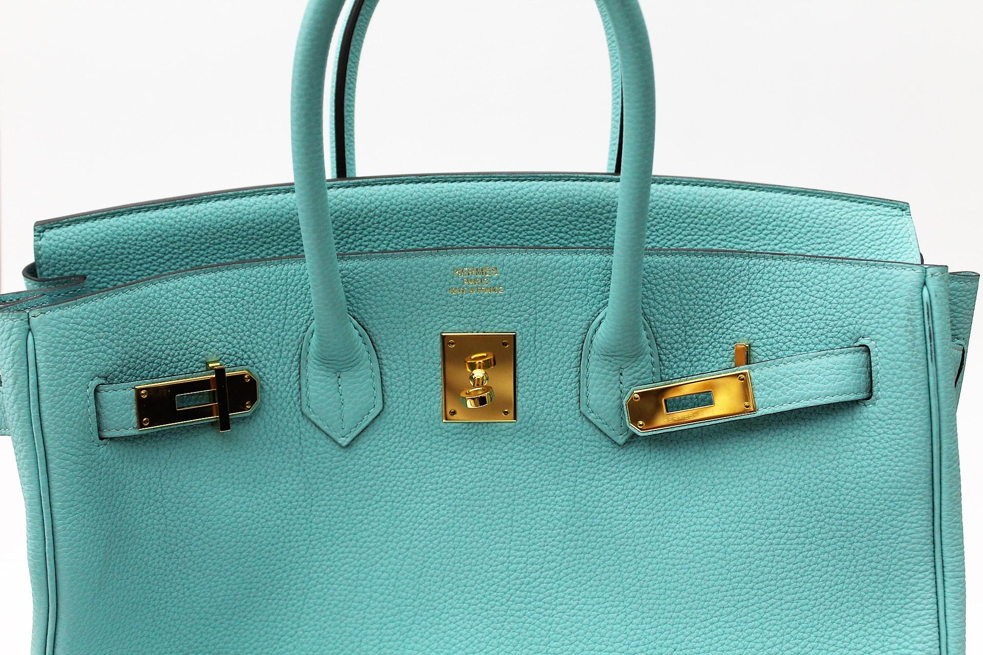 Hermès Blue Atoll Togo Gold Hardware Top Handle Birkin 35 Bag 3
