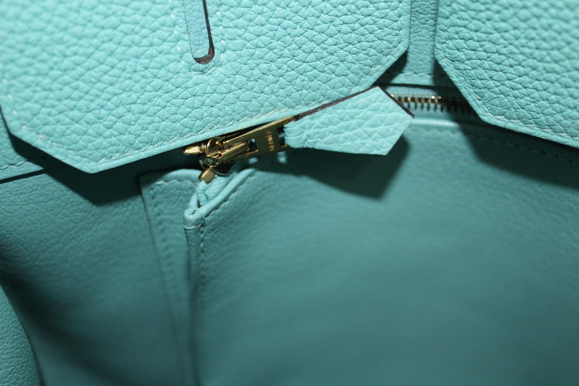 Hermès Blue Atoll Togo Gold Hardware Top Handle Birkin 35 Bag 6