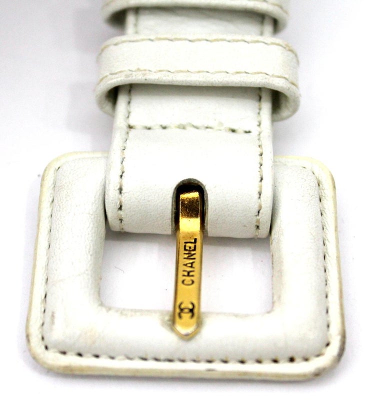 1990s Chanel Denim and White Leather Belt Bag at 1stDibs