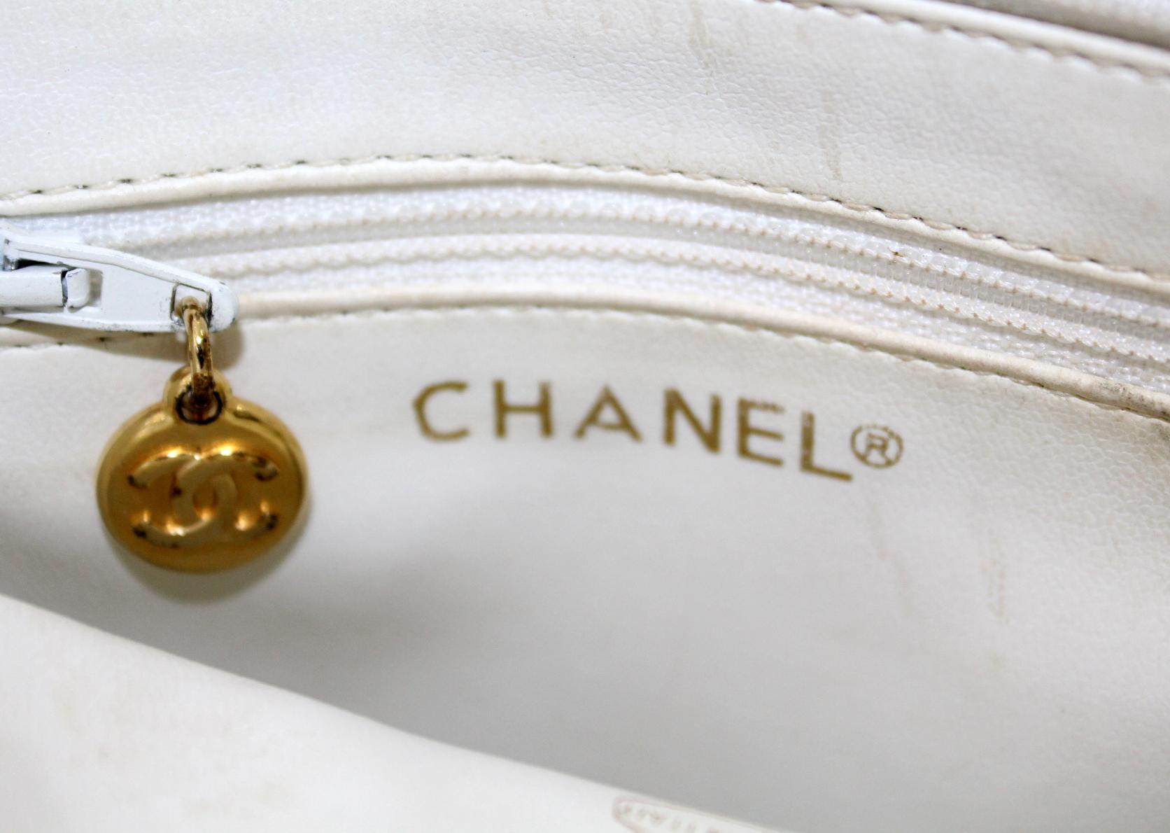 1990s Chanel Denim and White Leather Belt Bag 2