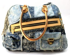 LOUIS VUITTON Limited Edition Blue Denim Monogram Patchwork Bowly Bag