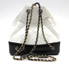 Chanel Gabrielle Backpack White and Black Leather